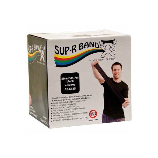 Fabrication Enterprises Sup-R Band Latex Free Exercise Band, Black, 50 Yard Roll/Box 1616473 - main